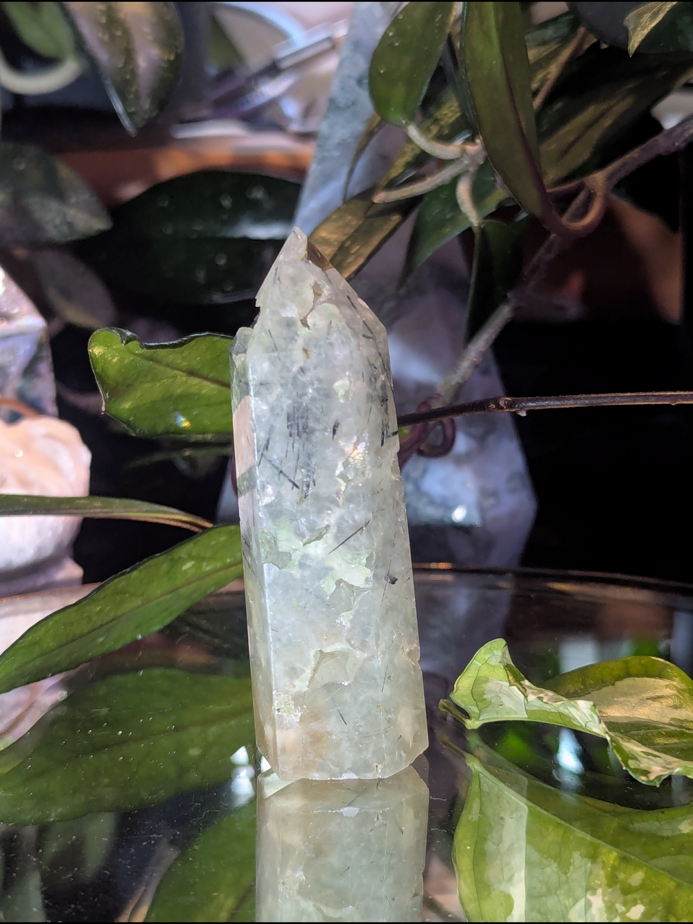 LAST CALL Green Prehnite Tower w/ Epidote Inclusions - Picture 4 of 8